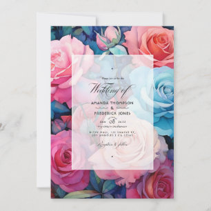 Rosarot, Rosé, Türkis und blaue Hochzeit Einladung