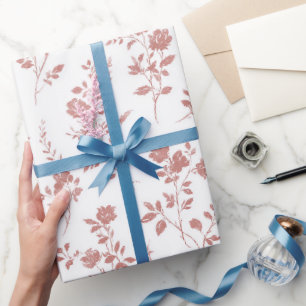 Rosarote Blumen Brautparty Geschenkpapier