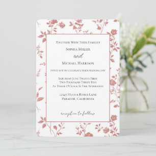 Rosarote Blumen Hochzeit Einladung