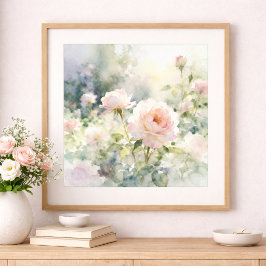 Rosarote Gartenrosen Poster