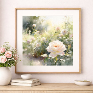 Rosarote Gartenrosen Poster