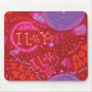 Rosarote I Liebe der Valentine-Herz-Sie Typografie Mousepad