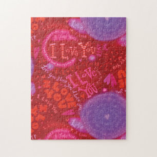 Rosarote I Liebe der Valentine-Herz-Sie Typografie Puzzle