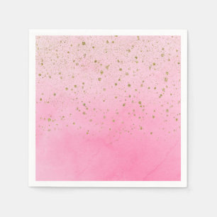 Rosarote Rosa & Gold Glitter Brautparty Serviette
