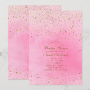 Rosarote Rosen Pink & Gold Glitter Brautparty Einladung