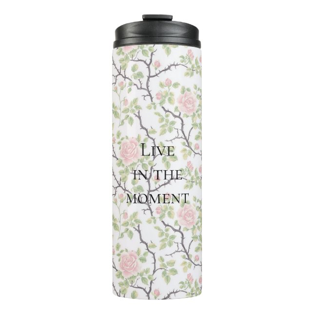 Rosarote Rosenblüten Thermosbecher (Vorderseite)