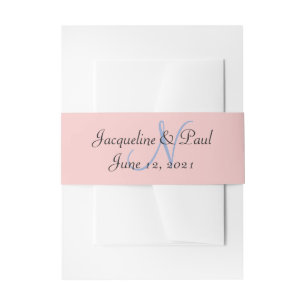 Rosarote und blaue Pastellfarben Monogramm Einladungsbanderole
