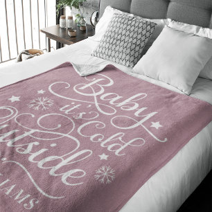 Rosarote Weihnachtsdecke 'Baby, es ist kalt drauße Fleecedecke
