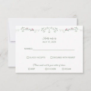Rosarote Weinrebe und Monogramm RSVP-Antwortkarte RSVP Karte
