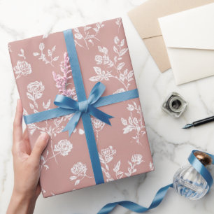 Rosarote Weiße Blumen Brautparty Geschenkpapier