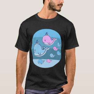 rosaroter blauer Fisch T-Shirt