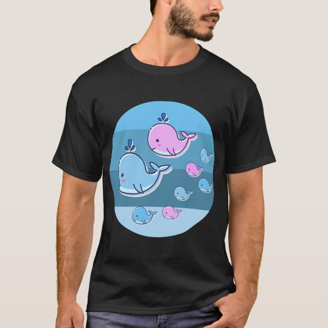 rosaroter blauer Fisch T-Shirt (Vorderseite)