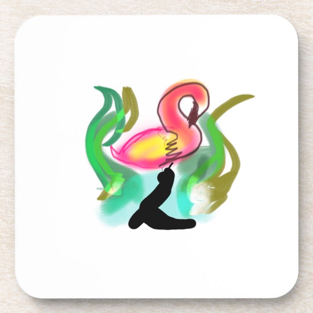 rosaroter Flamingo Sommerflamme  Getränkeuntersetzer (Vorderseite)