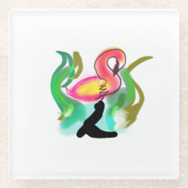 rosaroter Flamingo Sommerflamme  Glasuntersetzer