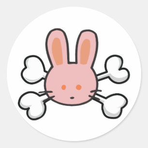 rosaroter Totenkopf-Hase Runder Aufkleber
