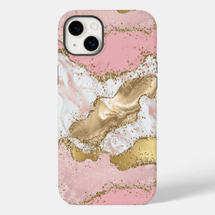 Rosaroter weißer Marmor Gold Glitter iPhone 14 Plus Hülle