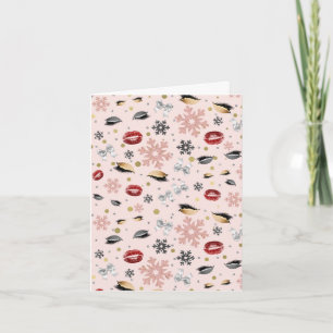 Rosarotes Mädchen-Make-up für die Weihnachtsfeiert Dankeskarte