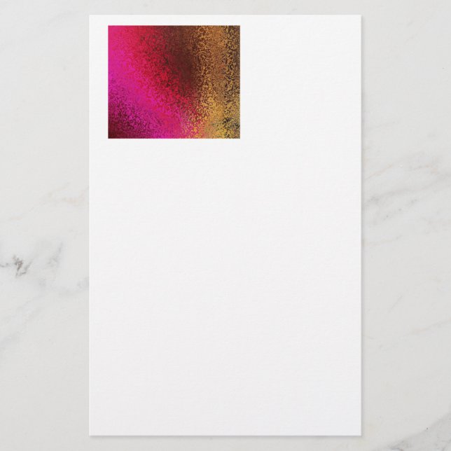 Rosarotes und Goldmuster Briefpapier (Vorderseite)