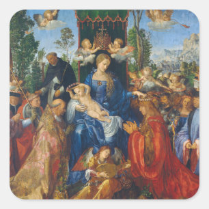Rosary - Albrecht Dürer, 1506 Quadratischer Aufkleber