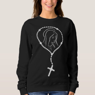 Rosary Jungfrau Mary God Jesus Faith Religious Cat Sweatshirt