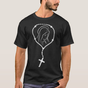 Rosary Jungfrau Mary God Jesus Faith Religious Cat T-Shirt