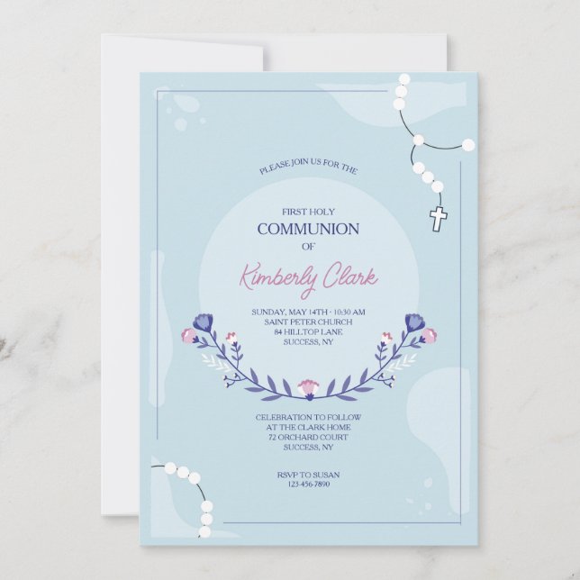 Rosary Religious Invitation Einladung (Vorderseite)