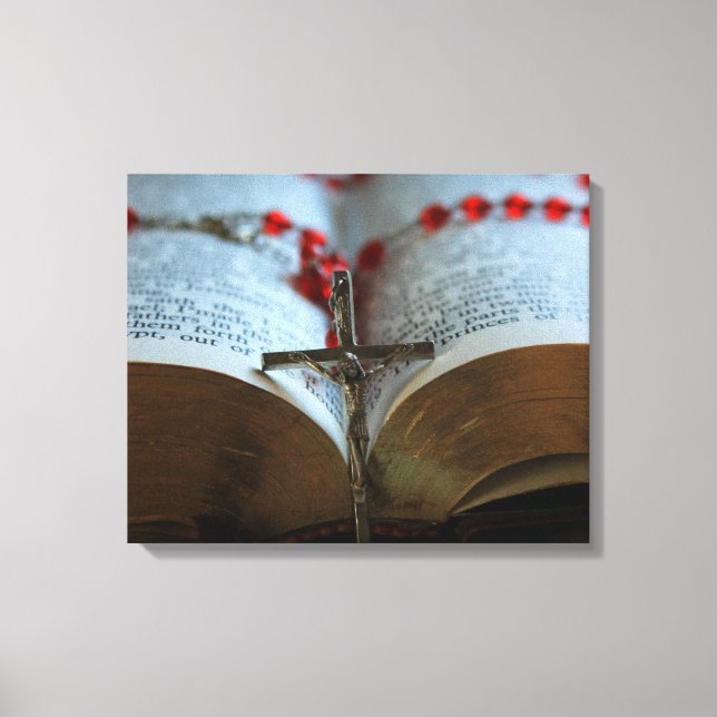 Rosary und Bibel 1 Leinwanddruck (Vorderseite)