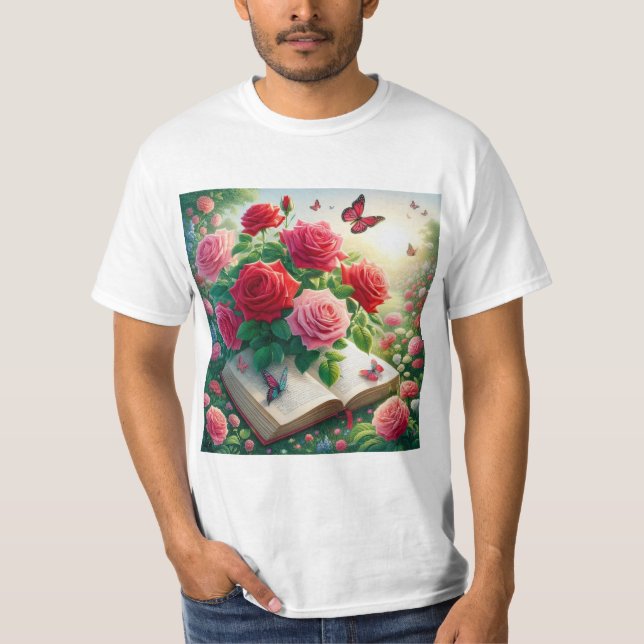 Rosas en el Jardín: Un Refugio de Belleza T-Shirt (Vorderseite)