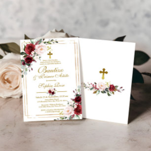 Rosas Rojas para Bautizo & Primer Añito Einladung