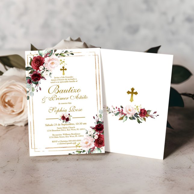 Rosas Rojas para Bautizo & Primer Añito Einladung (Von Creator hochgeladen)