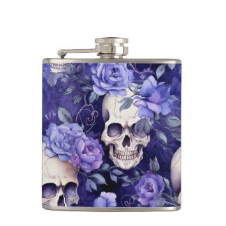 Rosas violetas con calaveras flachmann