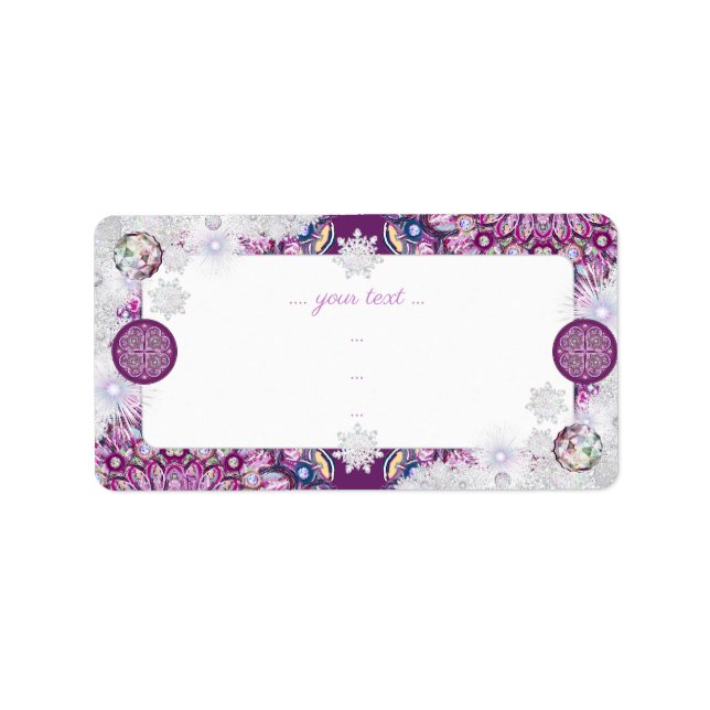 Rosass und Schneeflocke aus Kardinal Adressaufkleber (Vorne)