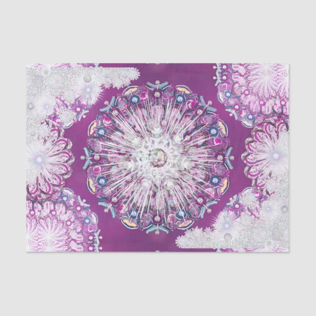 Rosass und Schneeflocke aus Kardinal Seidenpapier (Vorderseite)