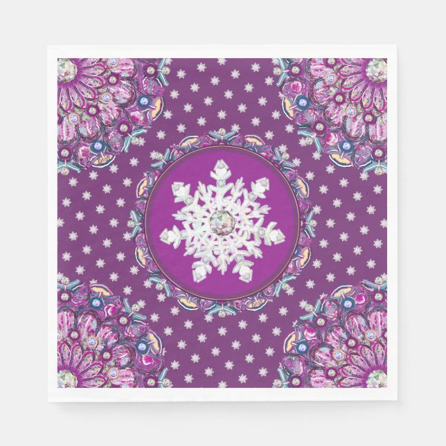 Rosass und Schneeflocke aus Kardinal Serviette (Vorderseite)