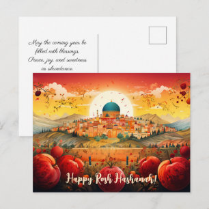 ✡️ Rosch ha-Schana mit Felsendom & Apfel Postkarte
