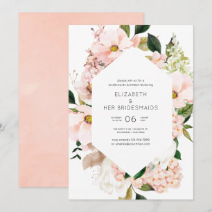 Röschpink Blumen-Hortensien-Jungfern-Lunch Einladung