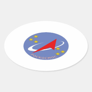 Roscosmos Flug-Logo rund Ovaler Aufkleber