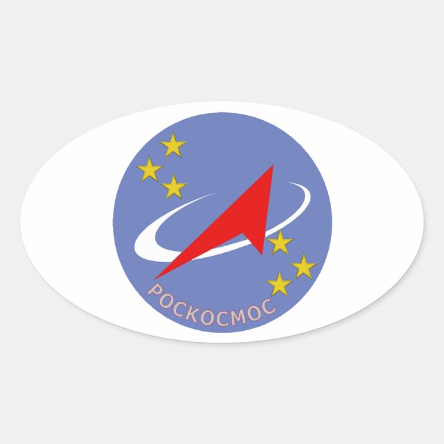 Roscosmos-Flug-Logo-Runde Ovaler Aufkleber (Vorderseite)