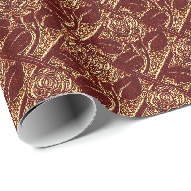 Rose-04-Brick Red-Gift Wrapping Paper Geschenkpapier (Rolleneckpunkt)