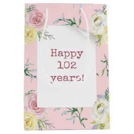 Rose 102. Geburtstag Mittlere Geschenktasche Geschenktüte