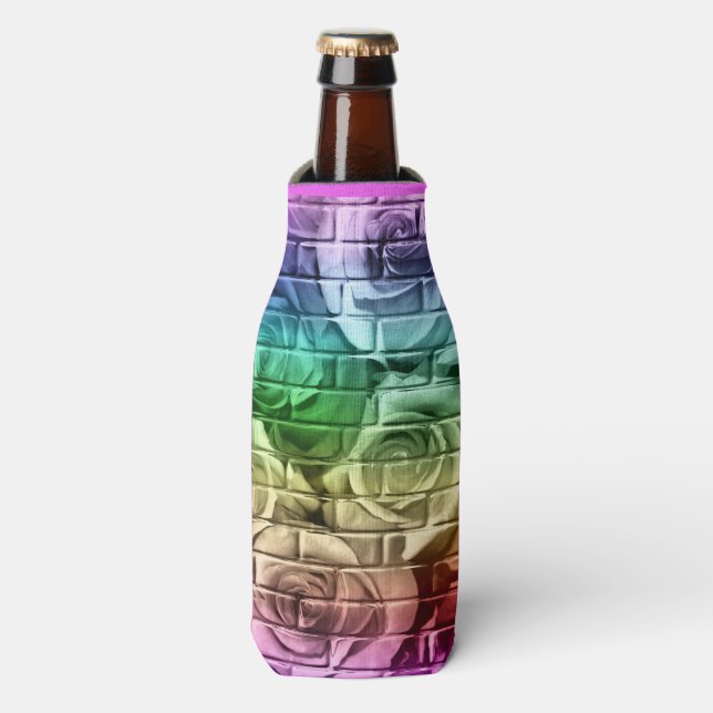 Rose-16-Regenbogen-Drink Flasche Cooler-Koozie Flaschenkühler (Flaschenvorderseite)