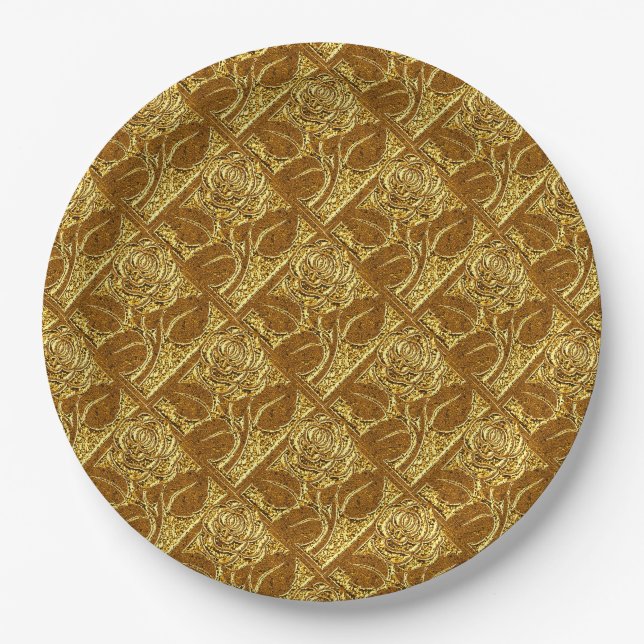 Rose-17-Gold-Papier-Teller Pappteller (Vorderseite)