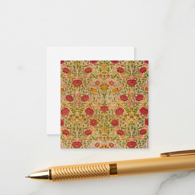 Rose, 1883 von William Morris Begleitkarte (Vorderseite/Rückseite Beispiel)