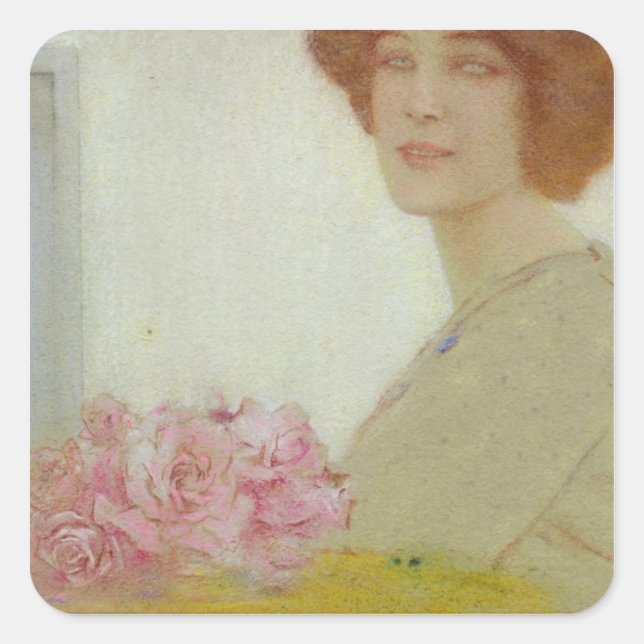 Rose, 1912 quadratischer aufkleber (Vorderseite)