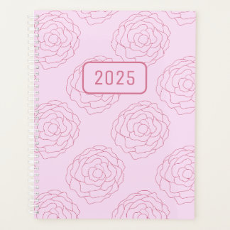 Rose 2025: Dunkelrosa Rosen auf Rosa Planer