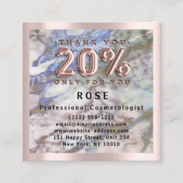 Rose 20 % Rabatt für Logo Hair Blue Pink Marmor Terminkarte