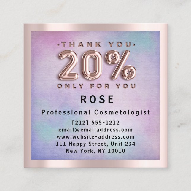 Rose 20 % Rabatt für Logo Hair Pink Ombre Terminkarte (Vorderseite)