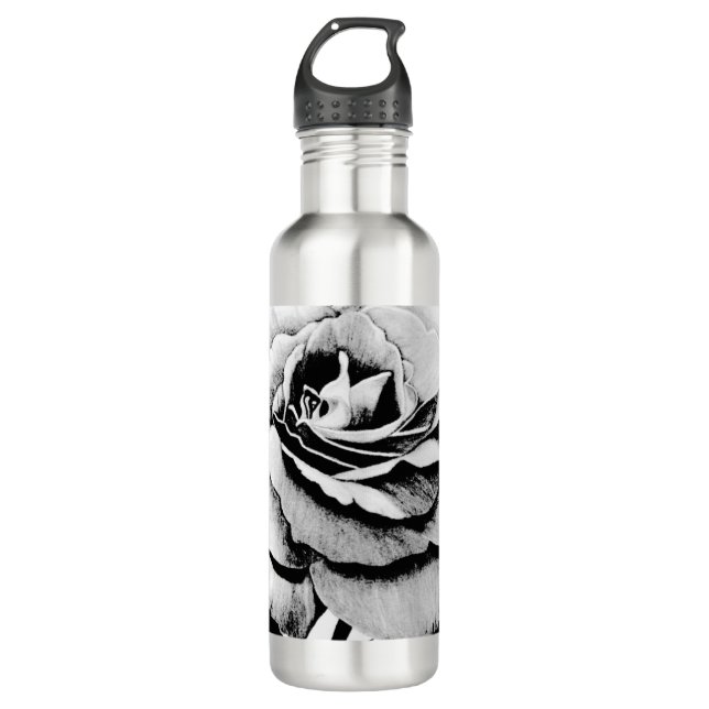 Rose 24oz Wasserflasche graviert Edelstahlflasche (Vorderseite)