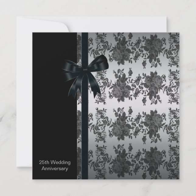 Rose 25. Hochzeitstag Party Einladung (Vorderseite)