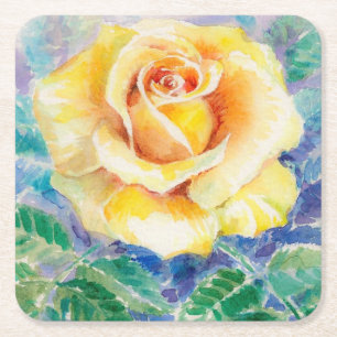 Rose 2 rechteckiger pappuntersetzer